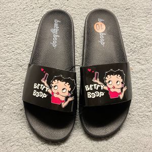 Betty Boop Sandals Women Size 10 Black New With Tag Slip-On NWT‎